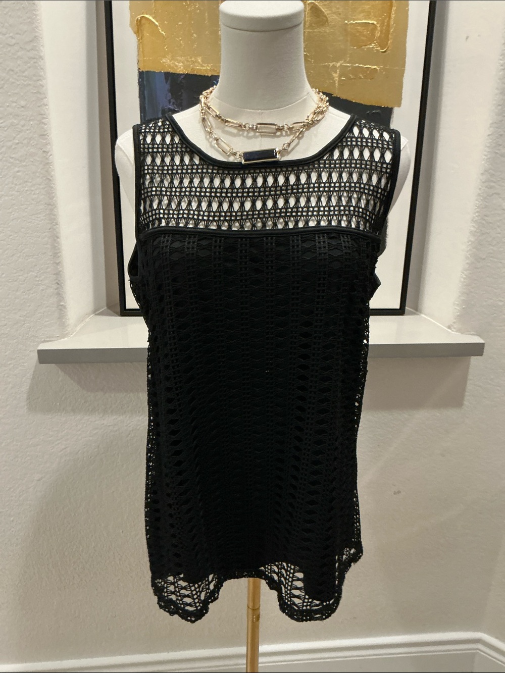NAIF Black Crochet Sleeveless Blouse